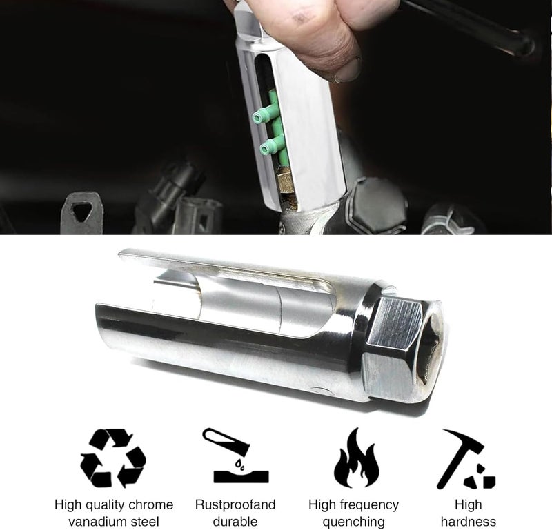 Arwrilt Car Oxygen Sensor Socket, 7/8" (22mm) 6-Point O2 Sensor Wrench Removal Tool, Oxygen Sensor Tool with I-type Side Wire Gate, Universal Removal and Installation Sensor Socket for Cars (Silver) - Image 5